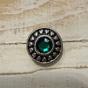 Silver Ginger Snap with Green Gem